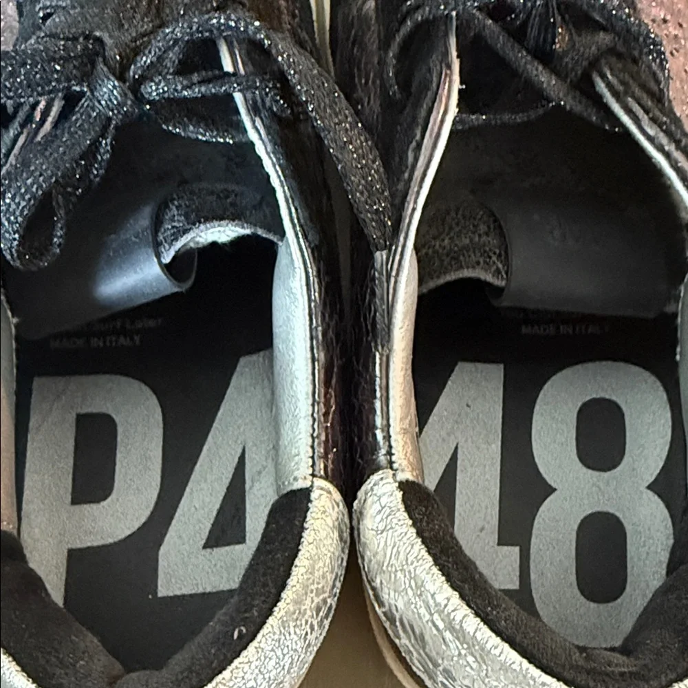 P448 Black and Silver Sneakers Women’s 38 or 7.5‎